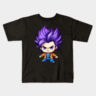 Purple Hair Chibi Warrior Kids T-Shirt